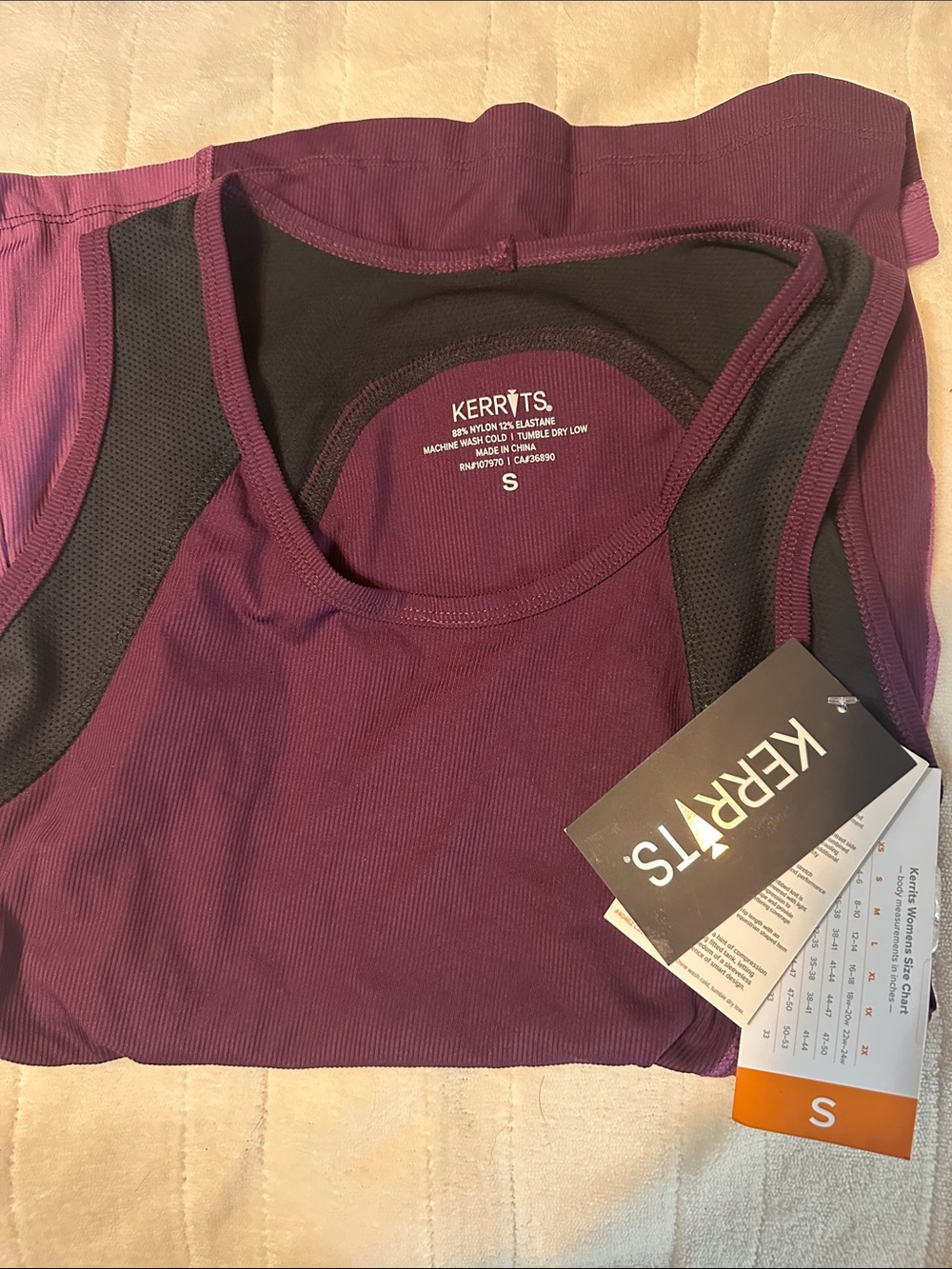 Kerrits Plum Racerback Tank with Black Mesh Trim